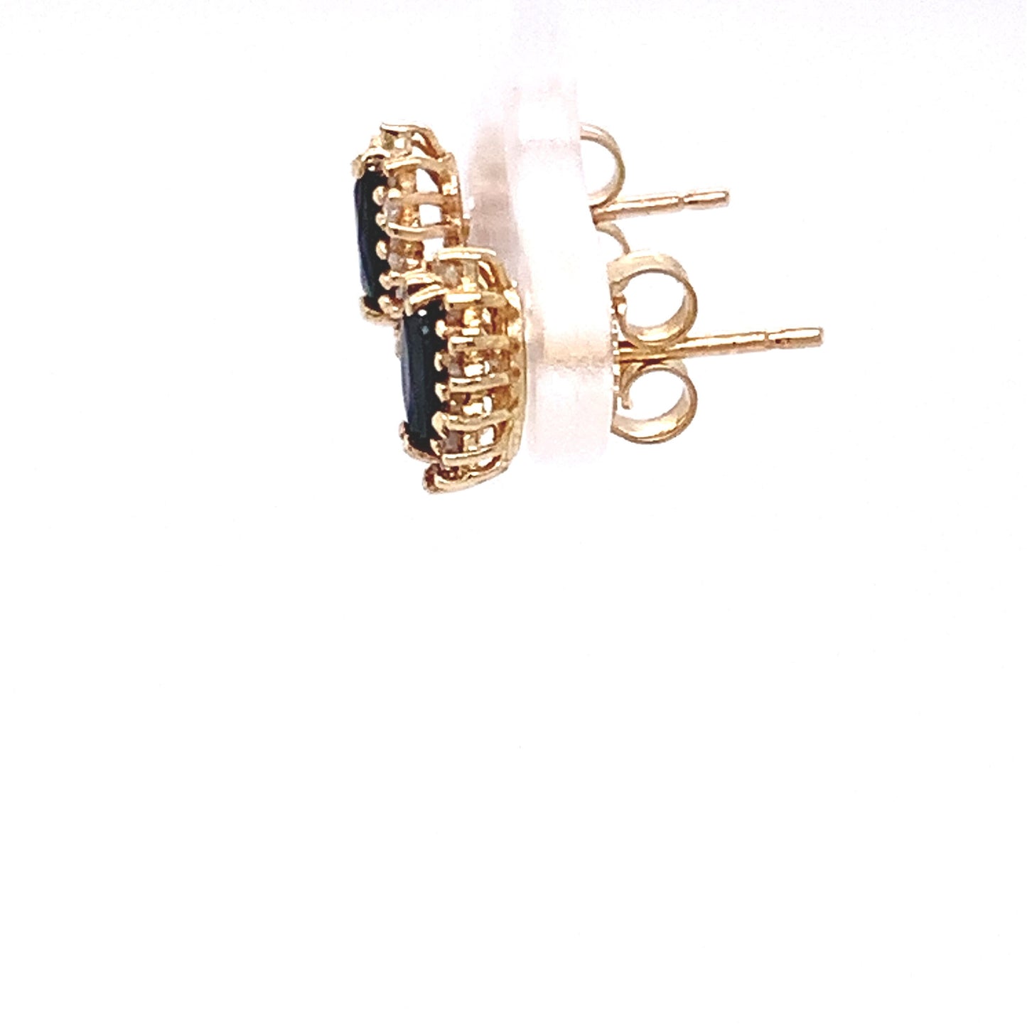 14kt solid Yellow Gold Sapphire Earrings with Diamonds