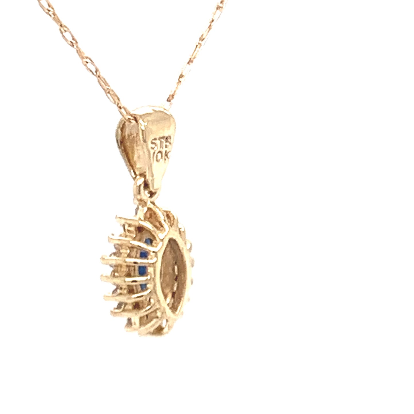 14kt solid Yellow Gold Sapphire Pendant with Diamonds