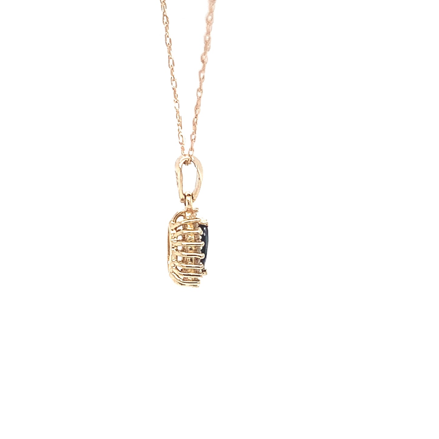14kt solid Yellow Gold Sapphire Pendant with Diamonds