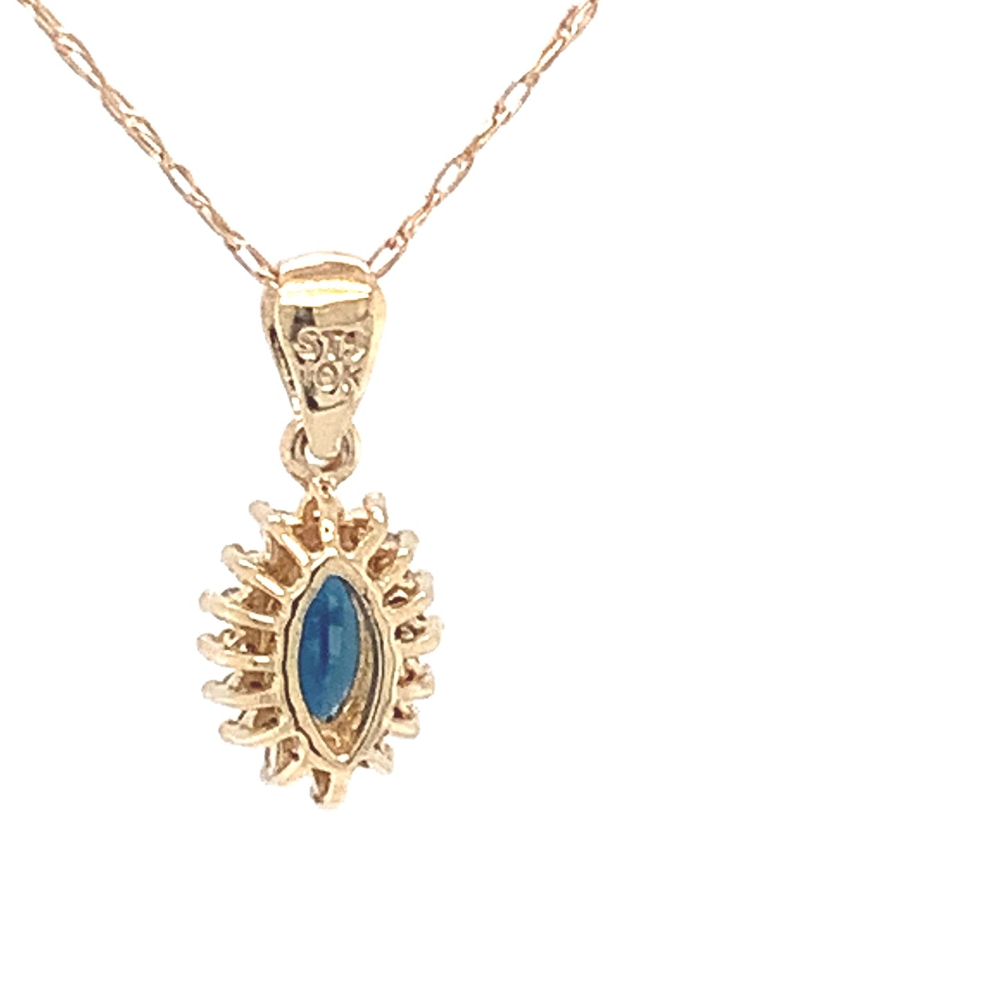 14kt solid Yellow Gold Sapphire Pendant with Diamonds