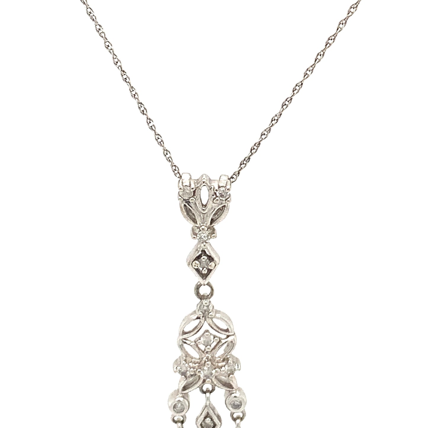 10KT solid White Gold Diamond Pend