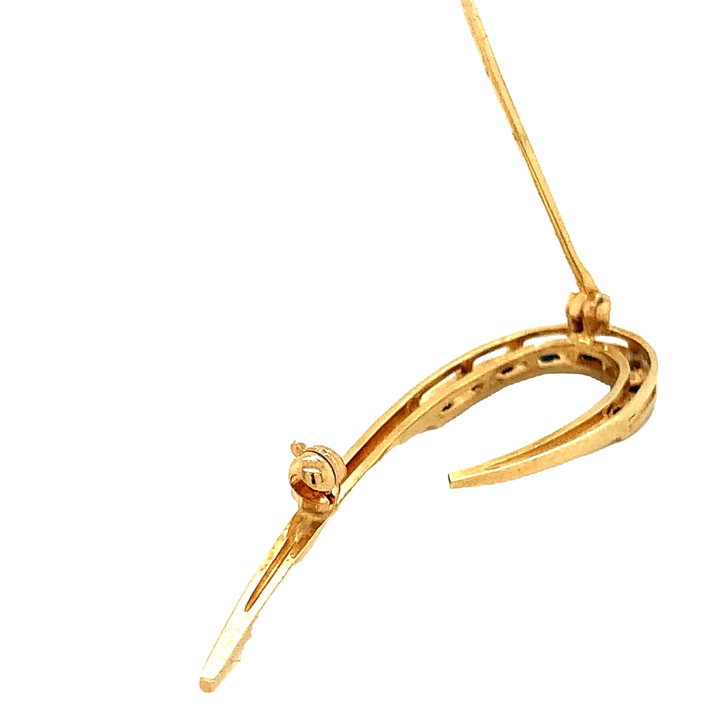 14kt Yellow Gold Pin with Genuine Sapphires