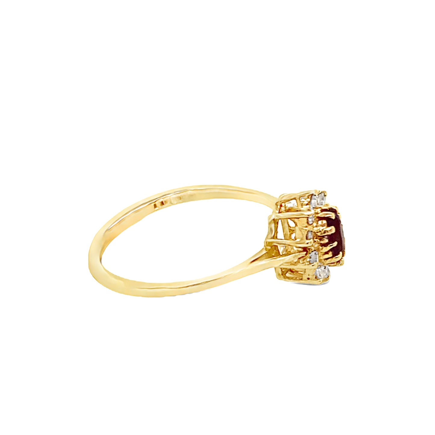 10KT  yellow Ring Diamond and Amethyst