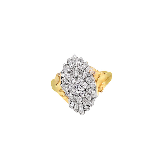 14KT solid Yellow Gold Ring Diamond Cluster