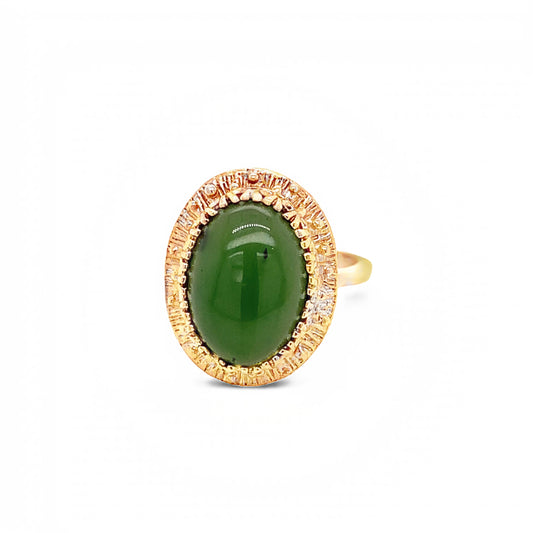 10kt solid Yellow Gold Jade Ring