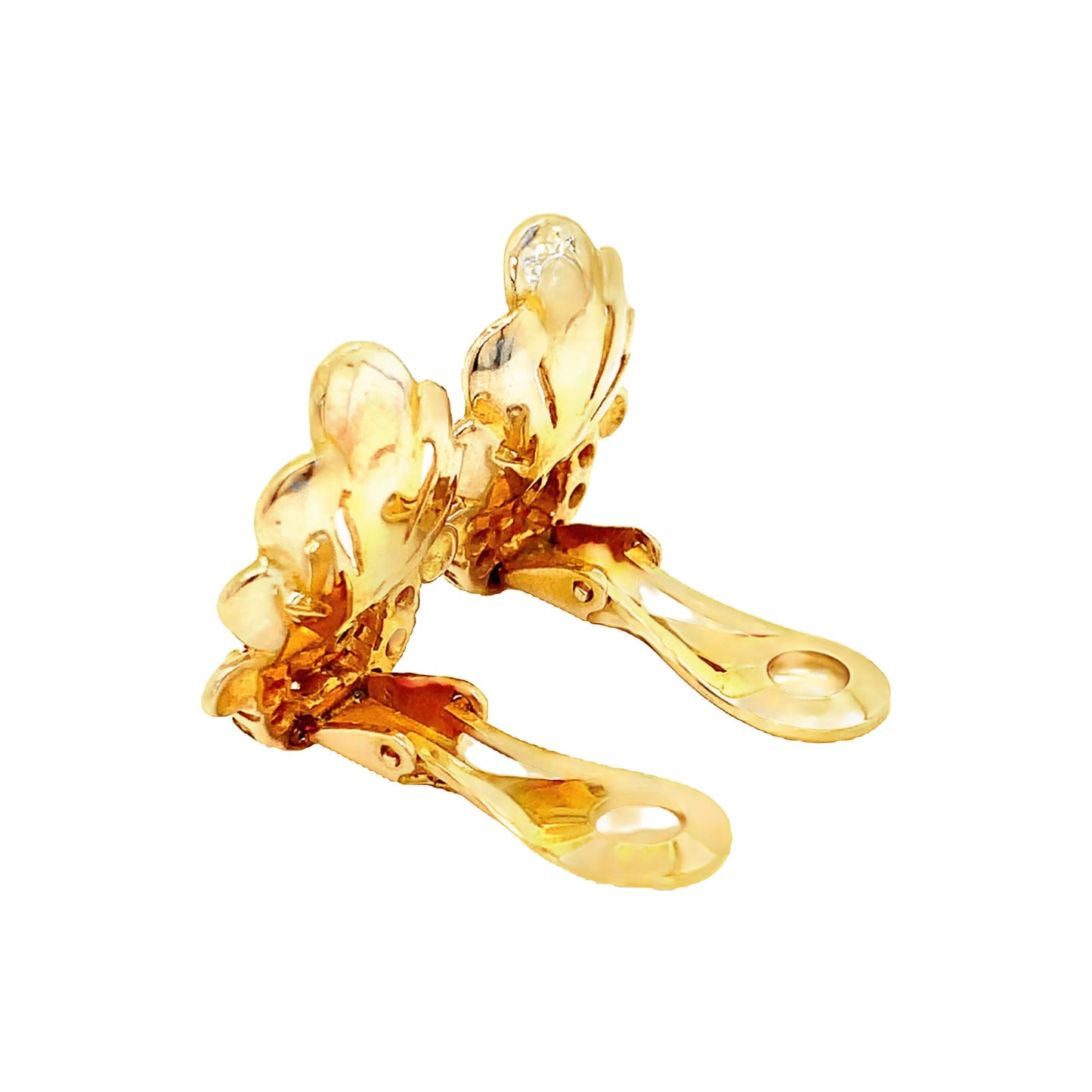 18KT Yellow Gold French Clip Ruby and Diamond Earrings
