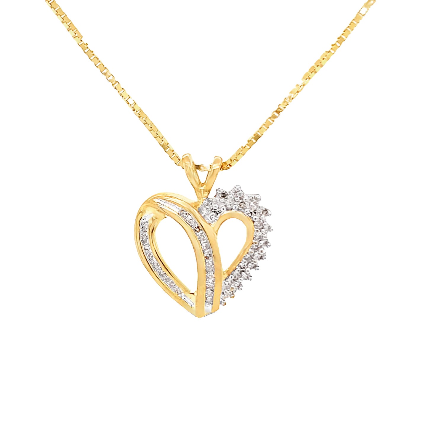 10kt Solid Yellow Gold Heart with Diamonds