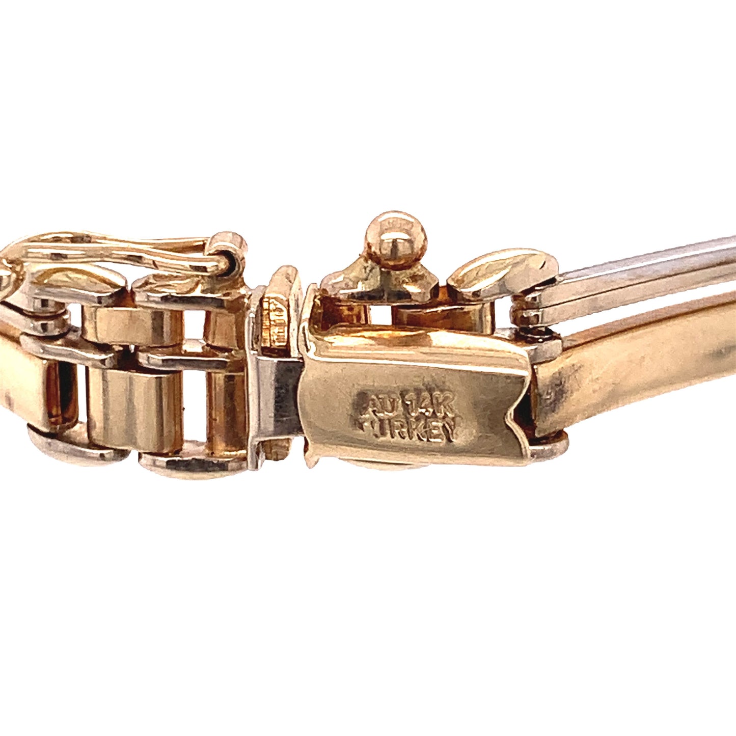 14KT Solid Gold Two Tone Bracelet 8" Straight Bars