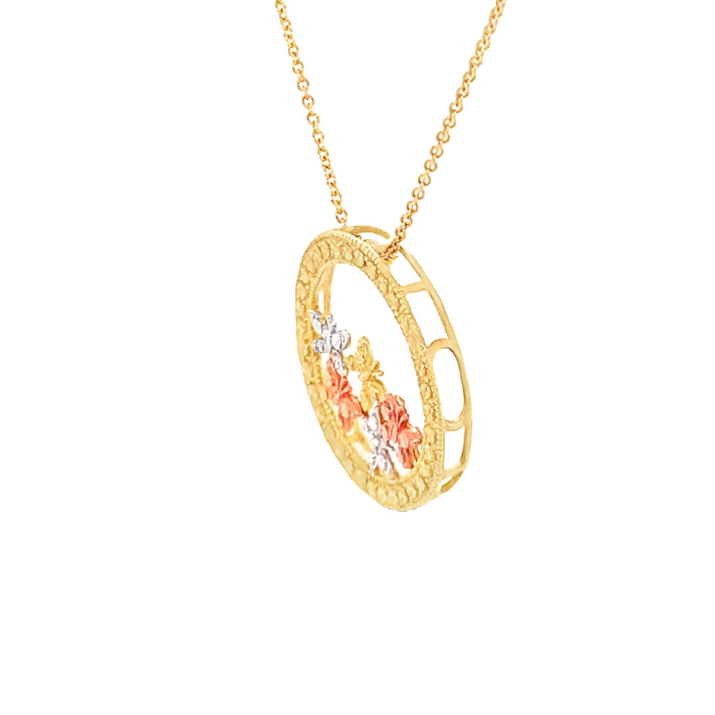 10kt solid gold Tri-Color Butterfly Pendant