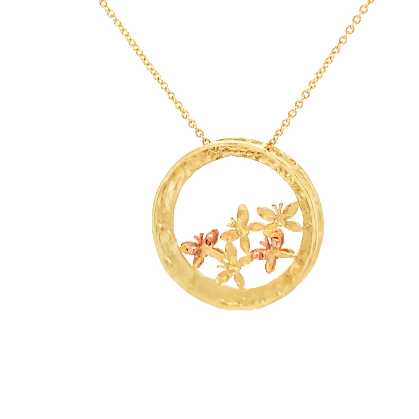 10kt solid gold Tri-Color Butterfly Pendant