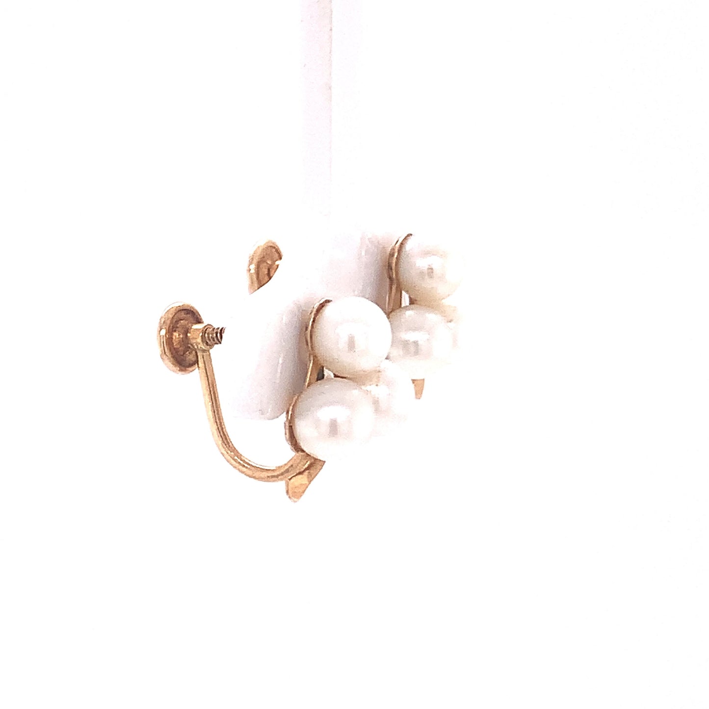 14kt solid Yellow Gold Triple Pearl Earrings
