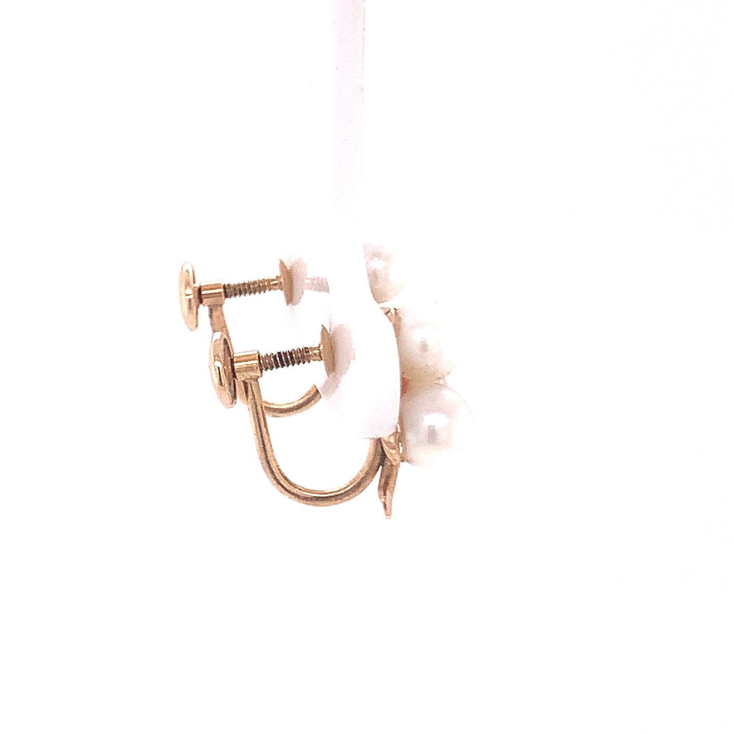 14kt solid Yellow Gold Triple Pearl Earrings