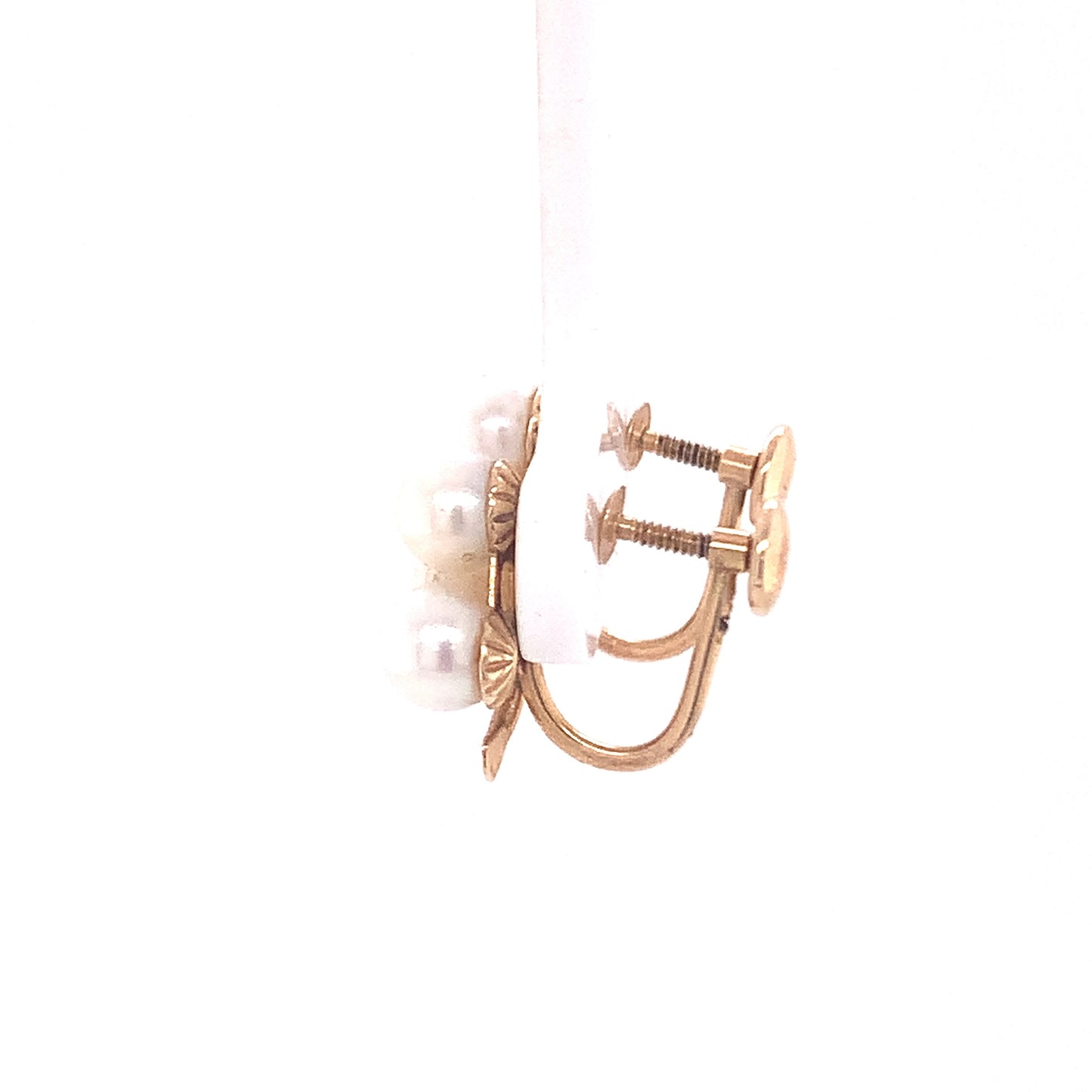14kt solid Yellow Gold Triple Pearl Earrings