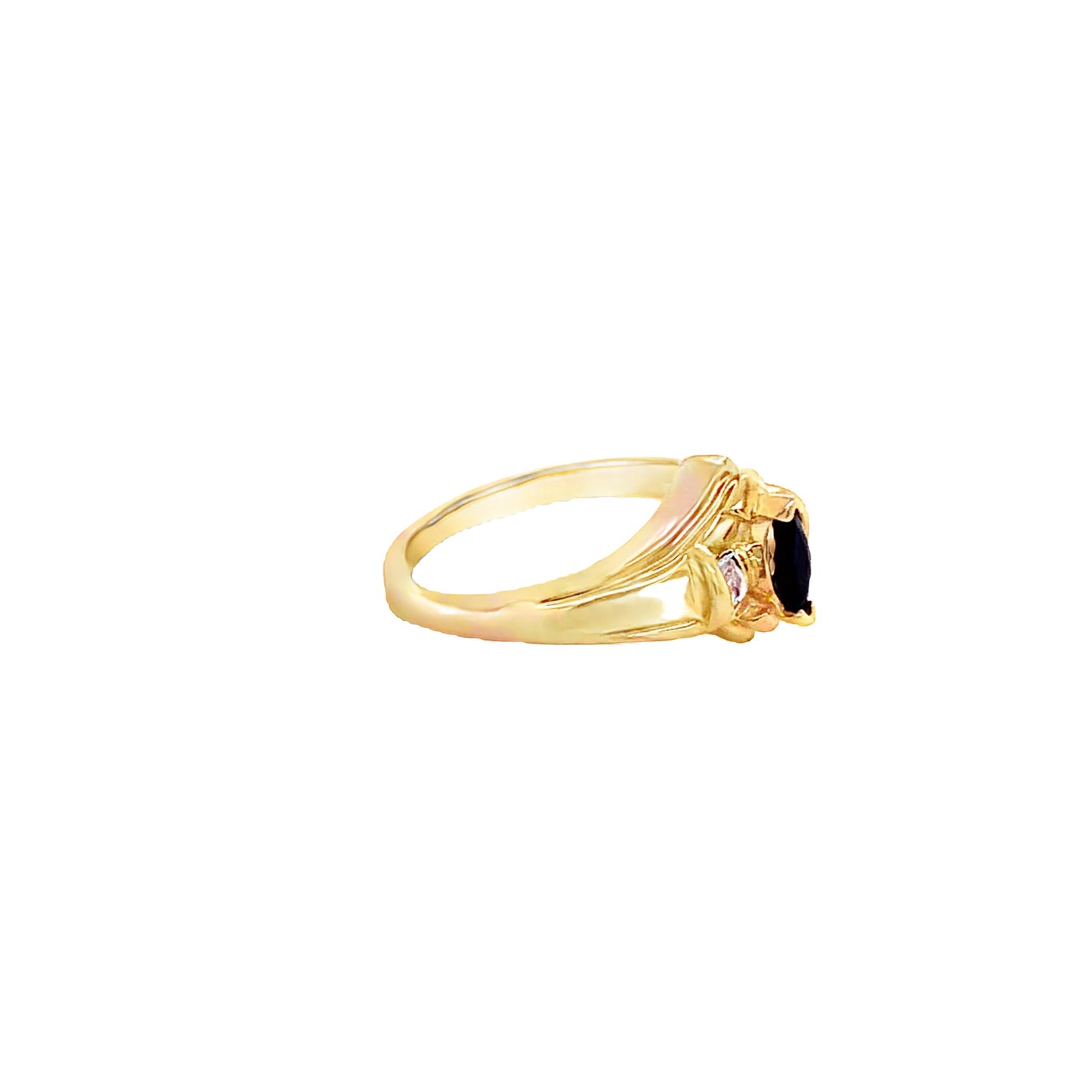 14KT solid Yellow Gold Ring 1/3 Sapp 10CTW bag Diamond