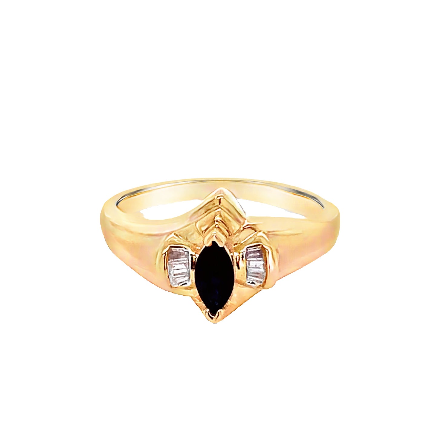 14KT solid Yellow Gold Ring 1/3 Sapp 10CTW bag Diamond