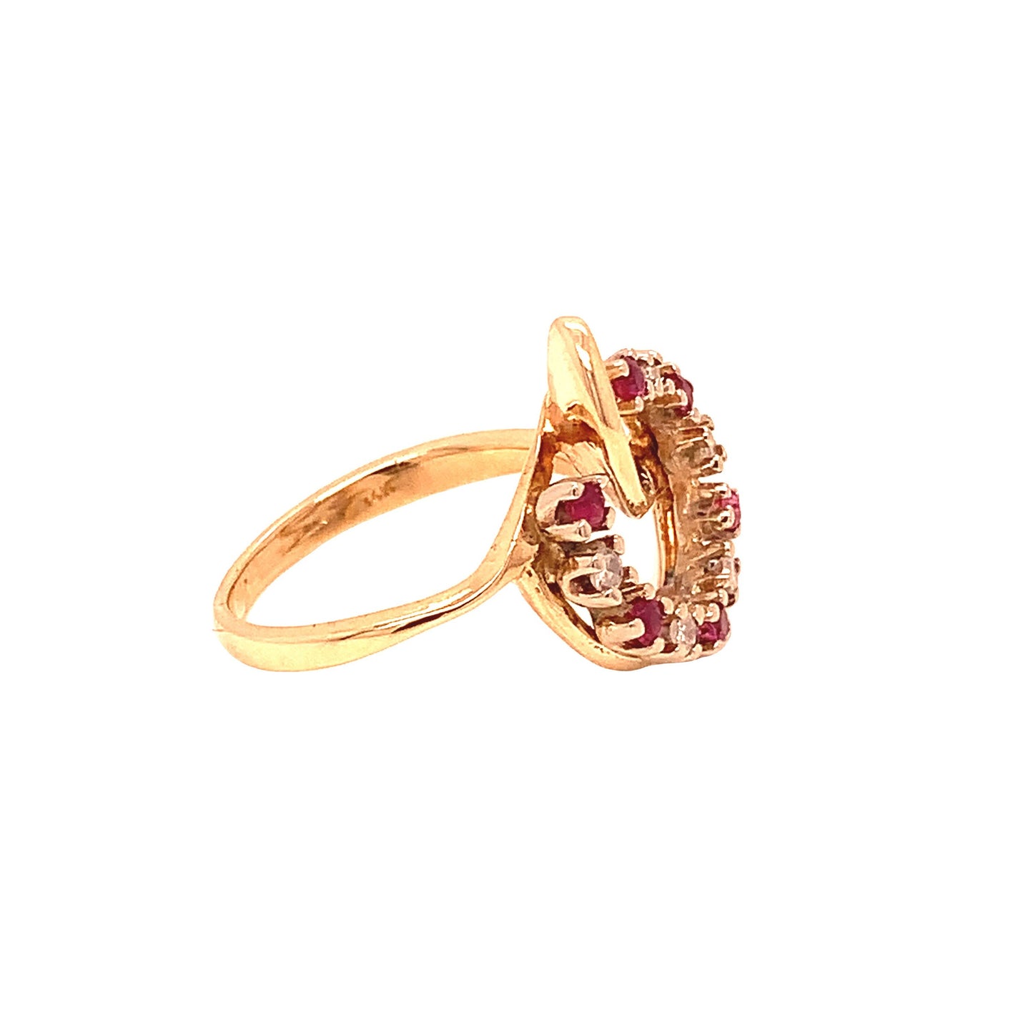 14KT solid Yellow Gold Ruby and Diamond Ring