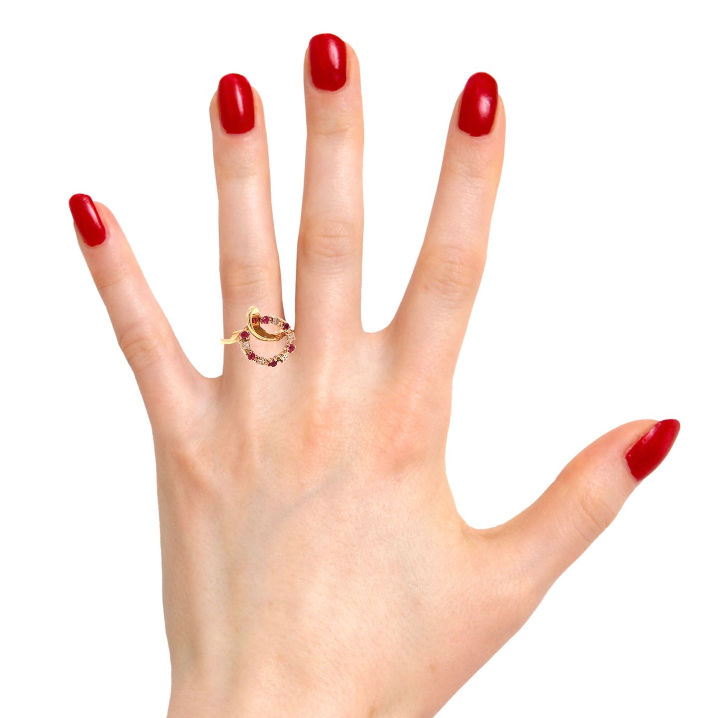 14KT solid Yellow Gold Ruby and Diamond Ring