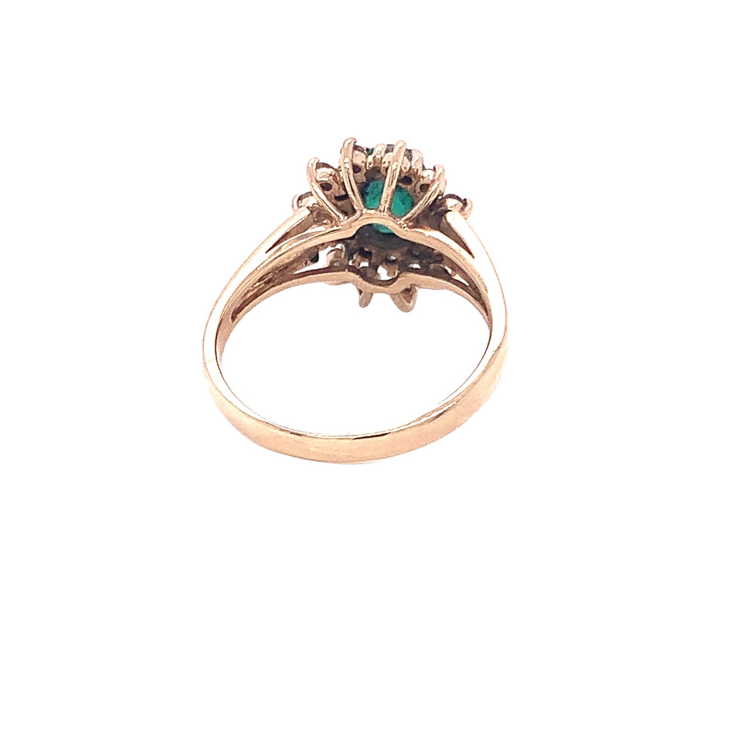 14KT Yellow Gold Emerald Ring with Diamonds