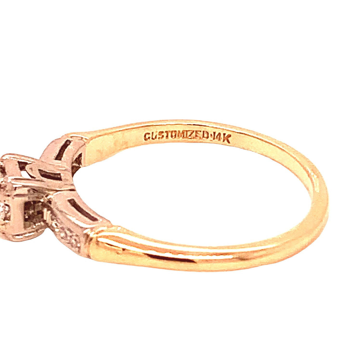 14KT Solid  Yellow Gold Antique Diamond Engagement Ring