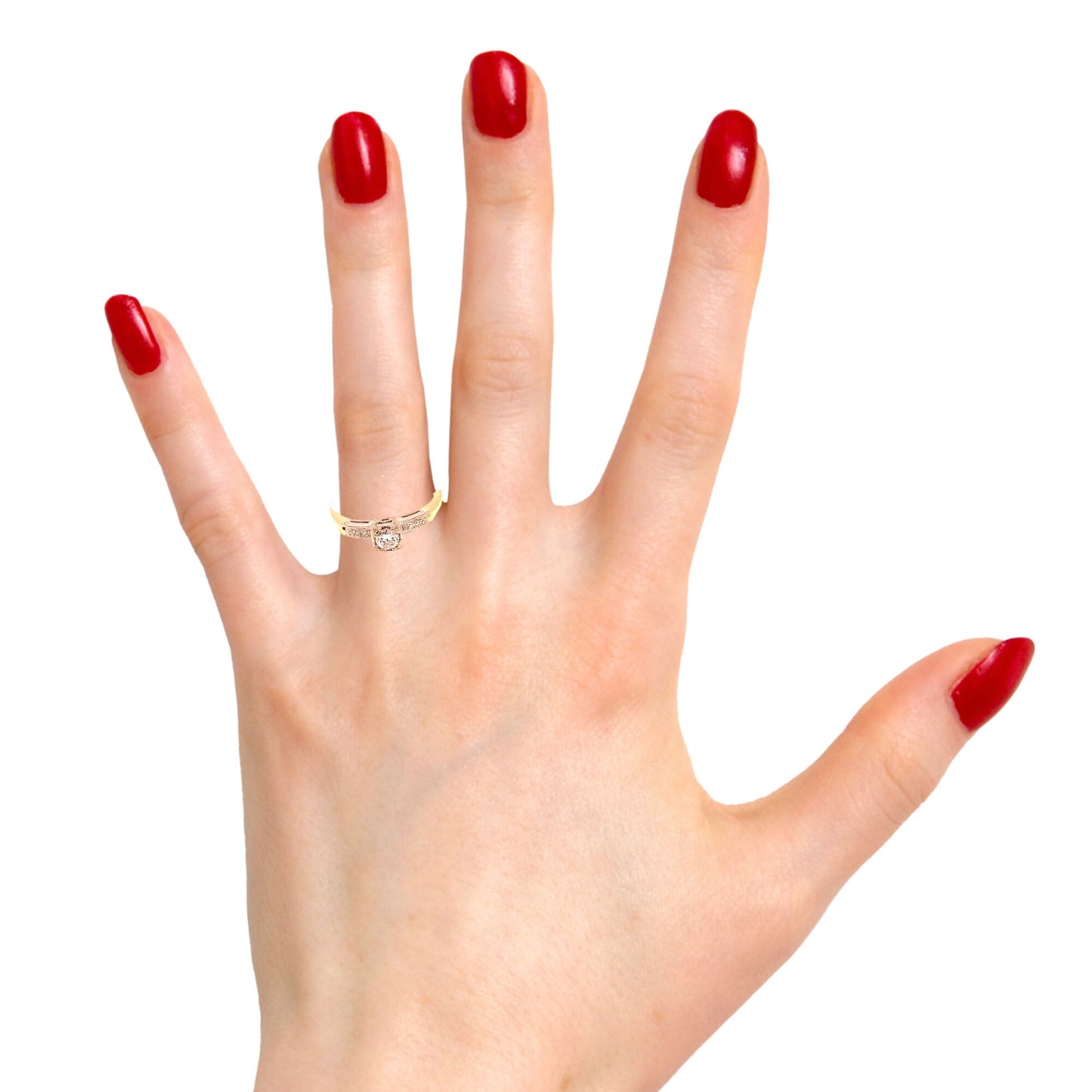14KT Solid  Yellow Gold Antique Diamond Engagement Ring