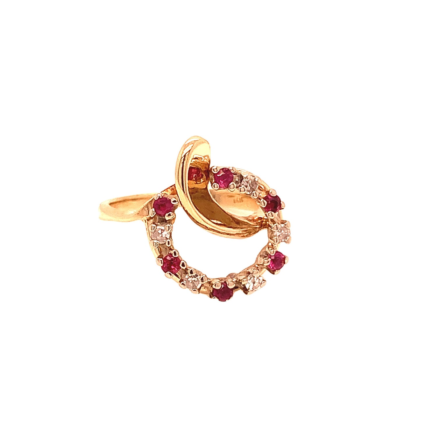 14KT solid Yellow Gold Ruby and Diamond Ring