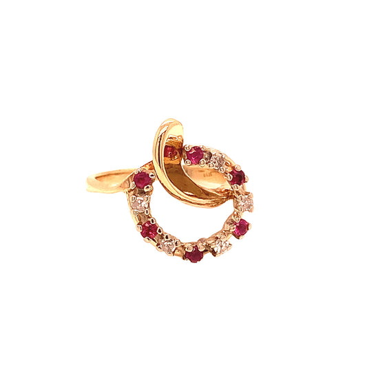 14KT solid Yellow Gold Ruby and Diamond Ring