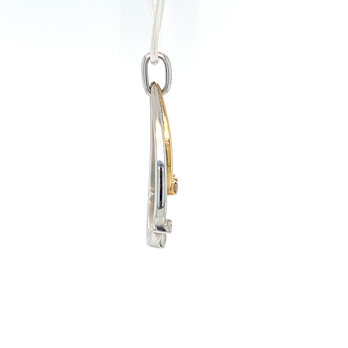 14kt Two Tone Gold Diamond Teardrop Pendant