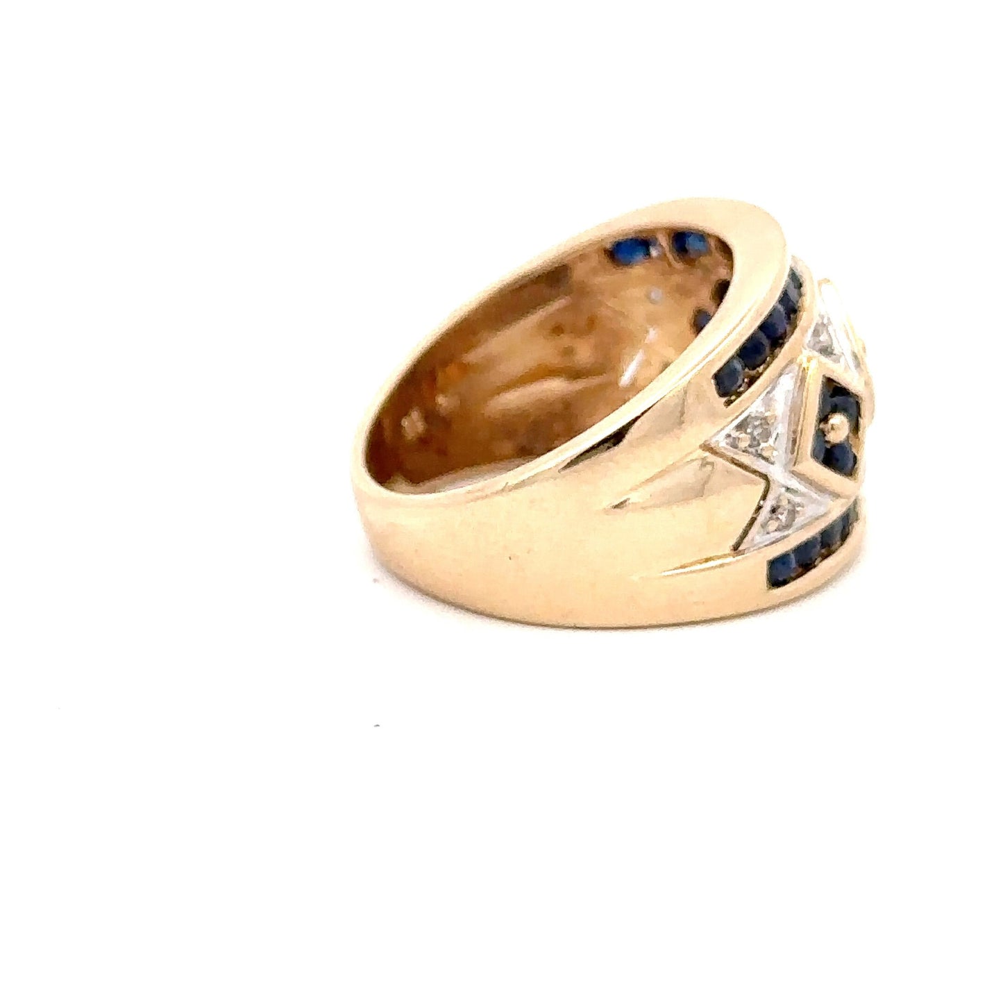 14KT solid gold Yellow Gold Ring with Diamonds and Sapphires