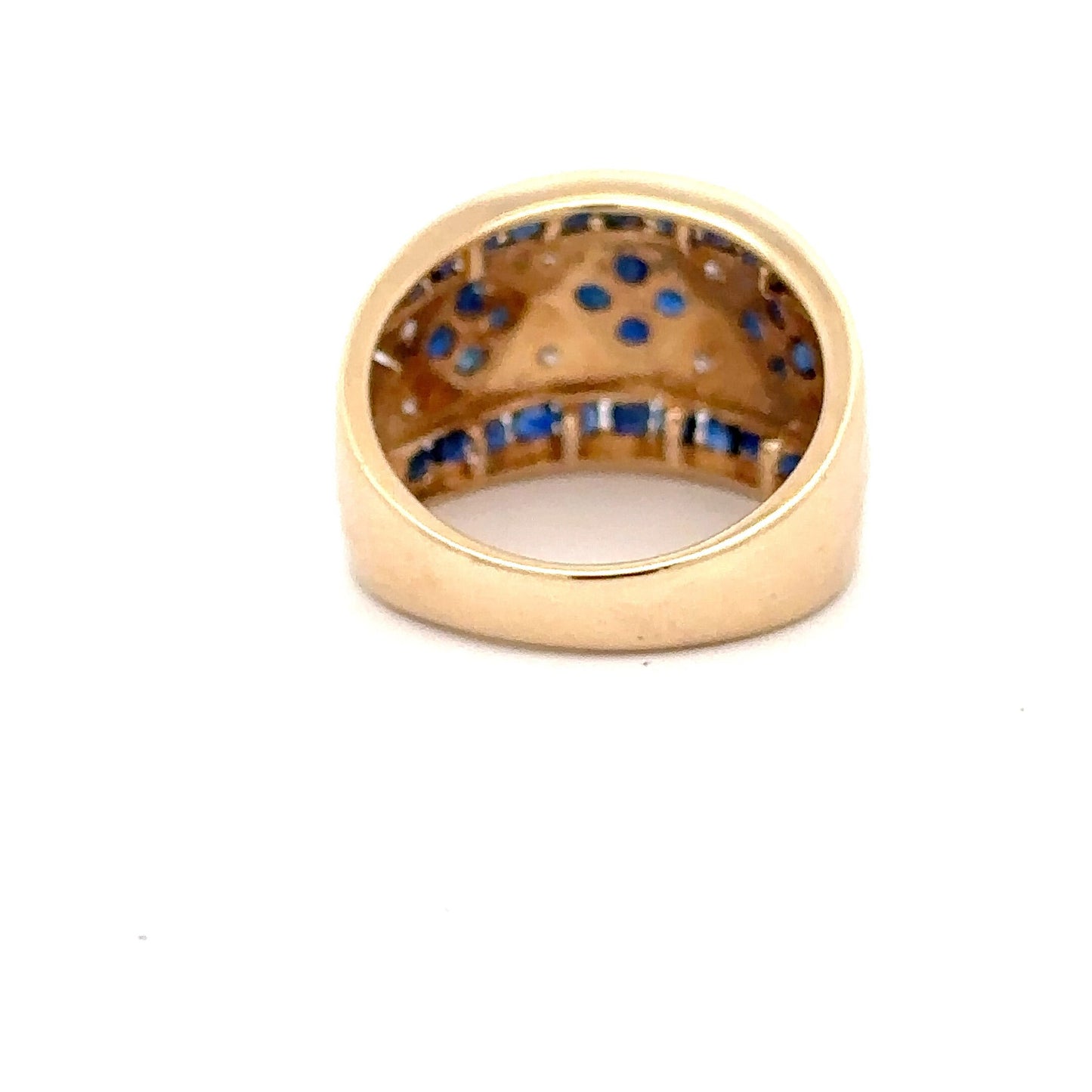 14KT solid gold Yellow Gold Ring with Diamonds and Sapphires