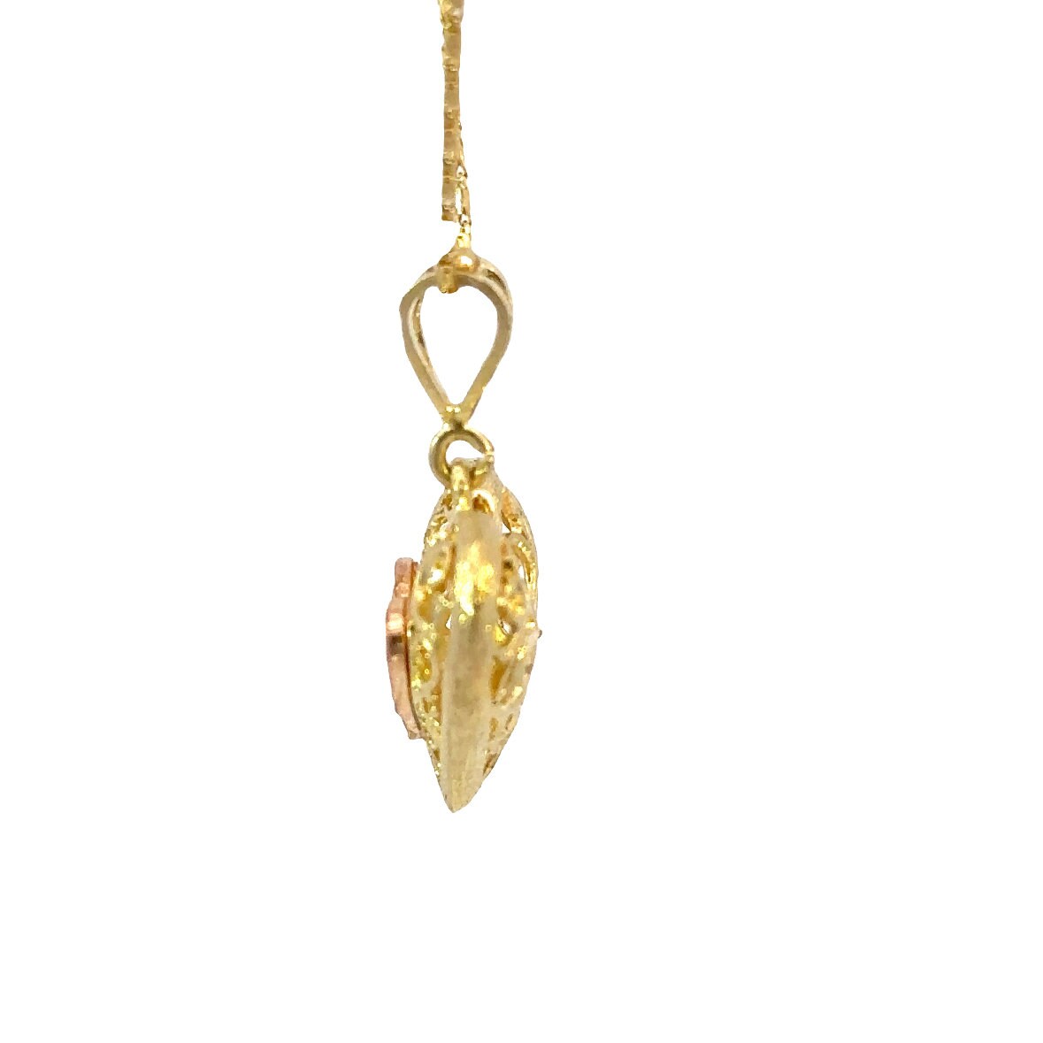 heart  pendant Solid 14kt  tri -color  gold not plated