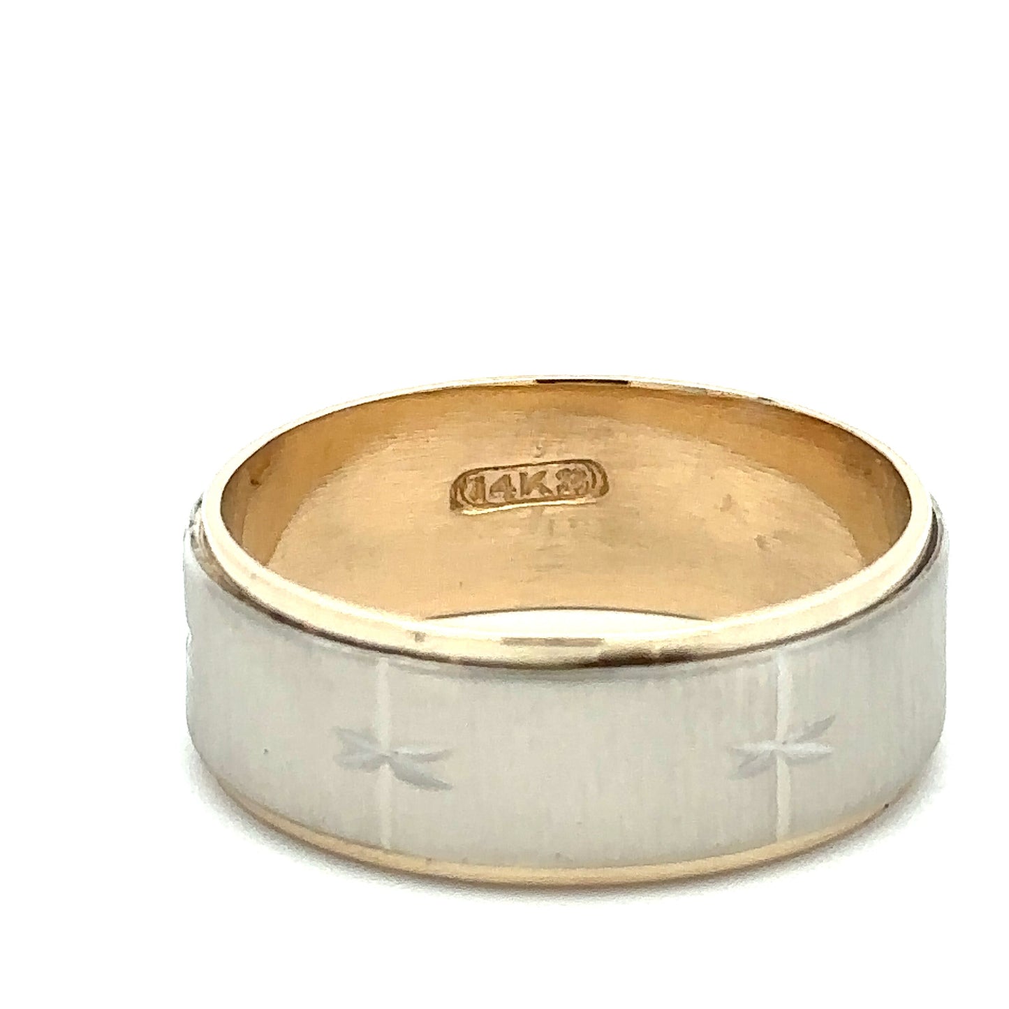 Men's Vintage Solid Two tone 14kt gold Wedding Band