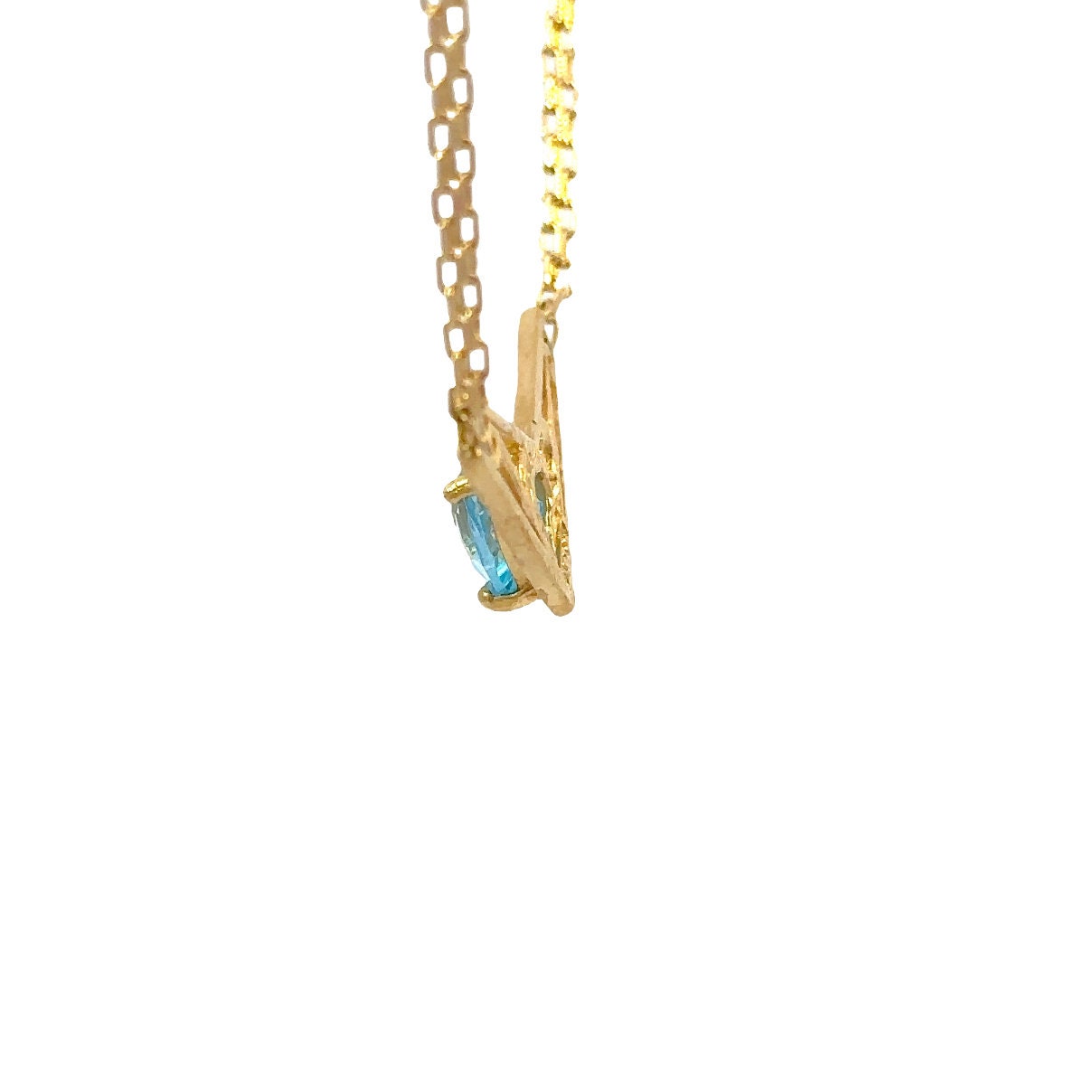 14kt yellow gold blue topaz heart necklace vintage