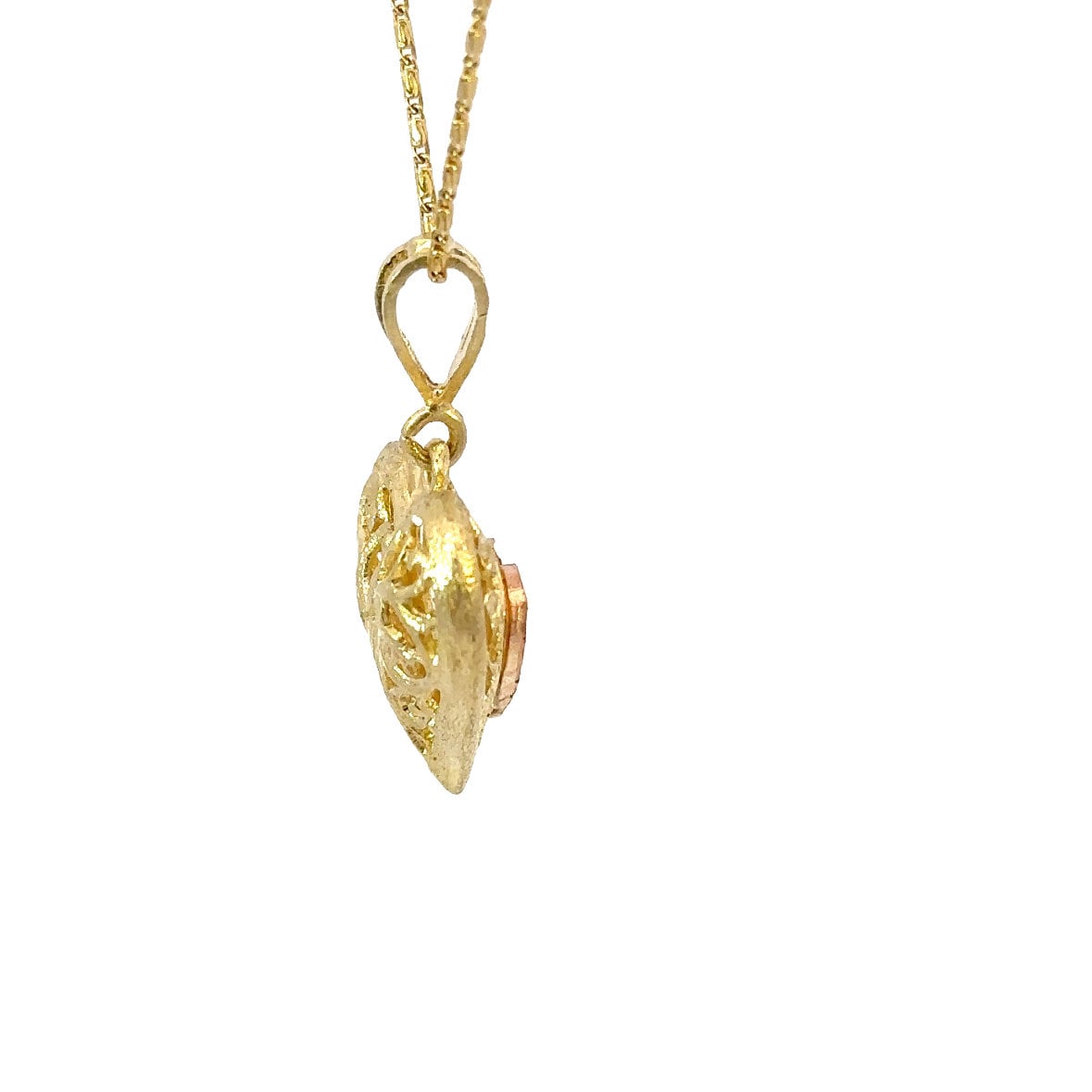 heart  pendant Solid 14kt  tri -color  gold not plated