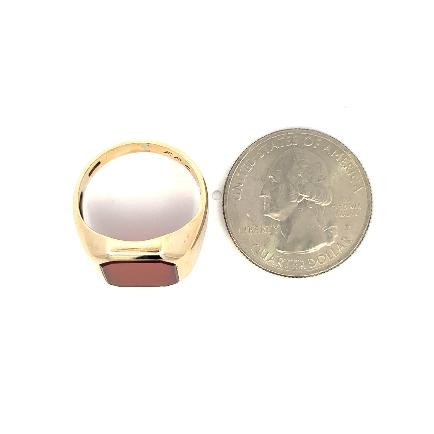 10kt yellow  solid gold ring vintage  Carnelian