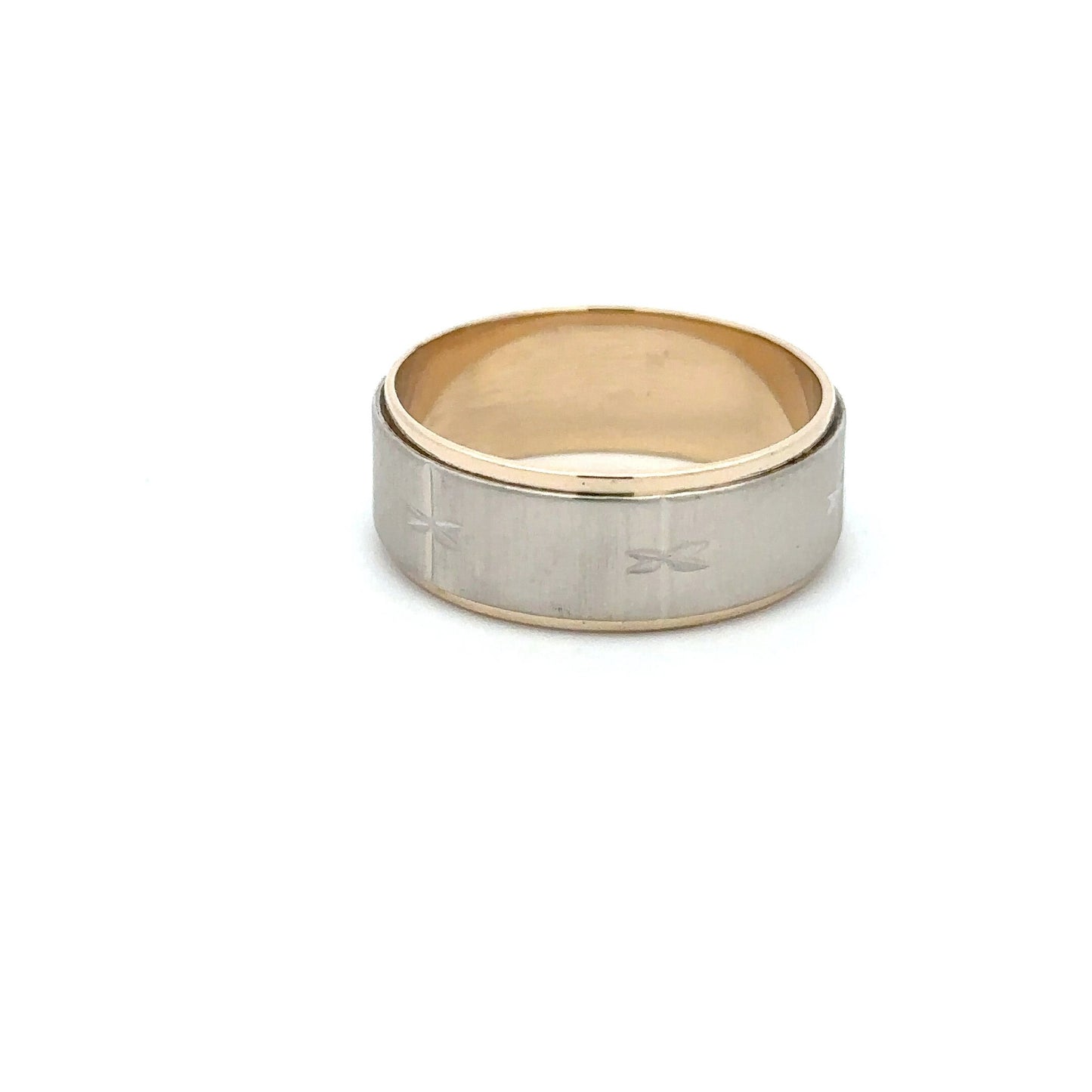 Men's Vintage Solid Two tone 14kt gold Wedding Band