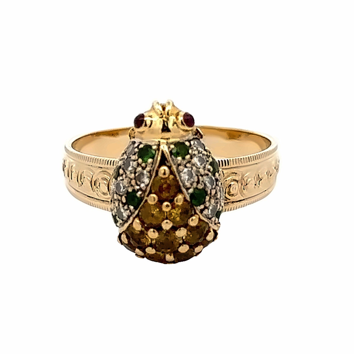 14kt Egyptian scarab beetle vintage gold ring