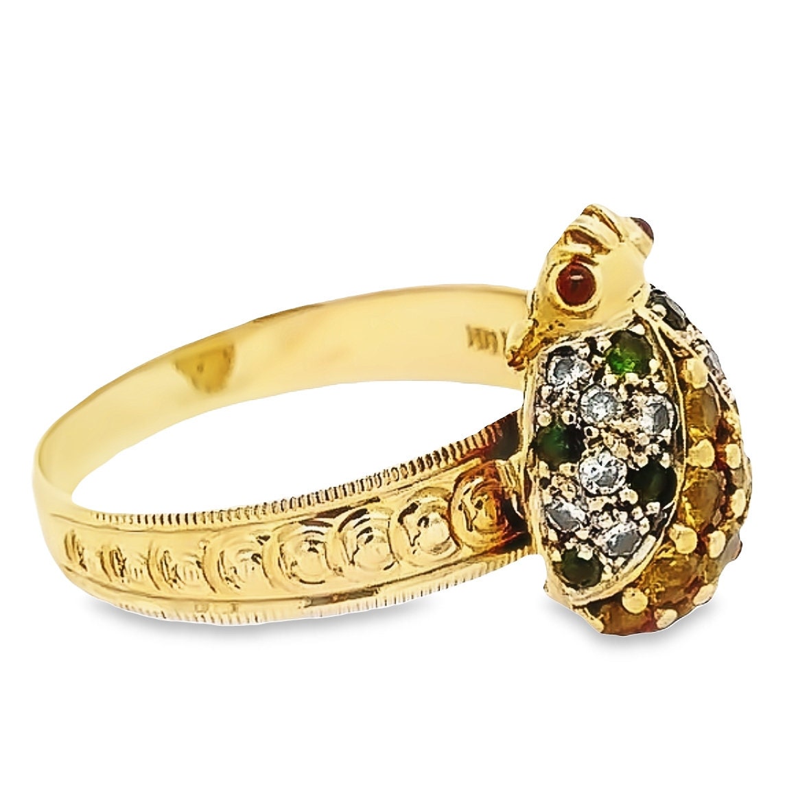 14kt Egyptian scarab beetle vintage gold ring