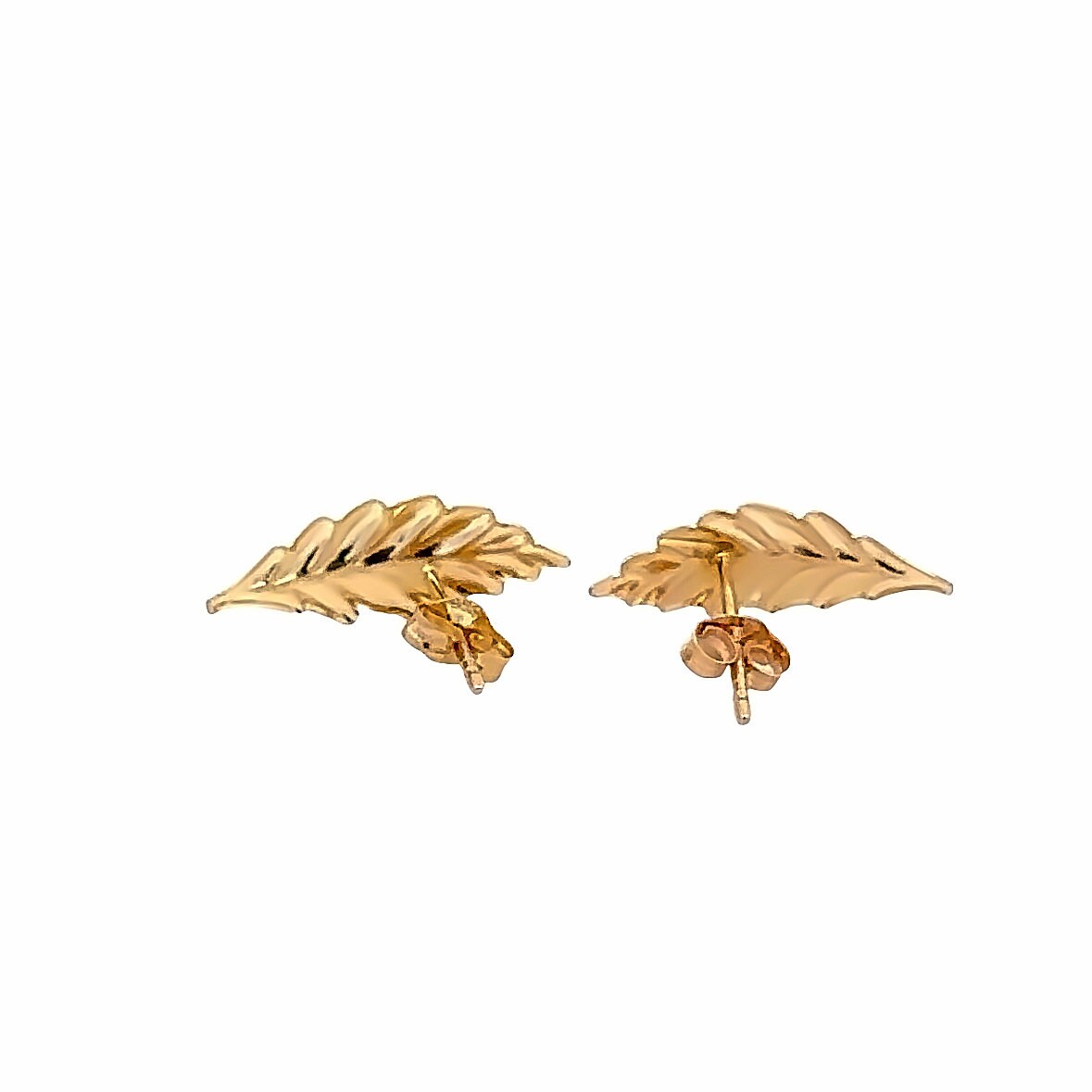 14kt Yellow Gold Vintage Pierced Leaf Earrings