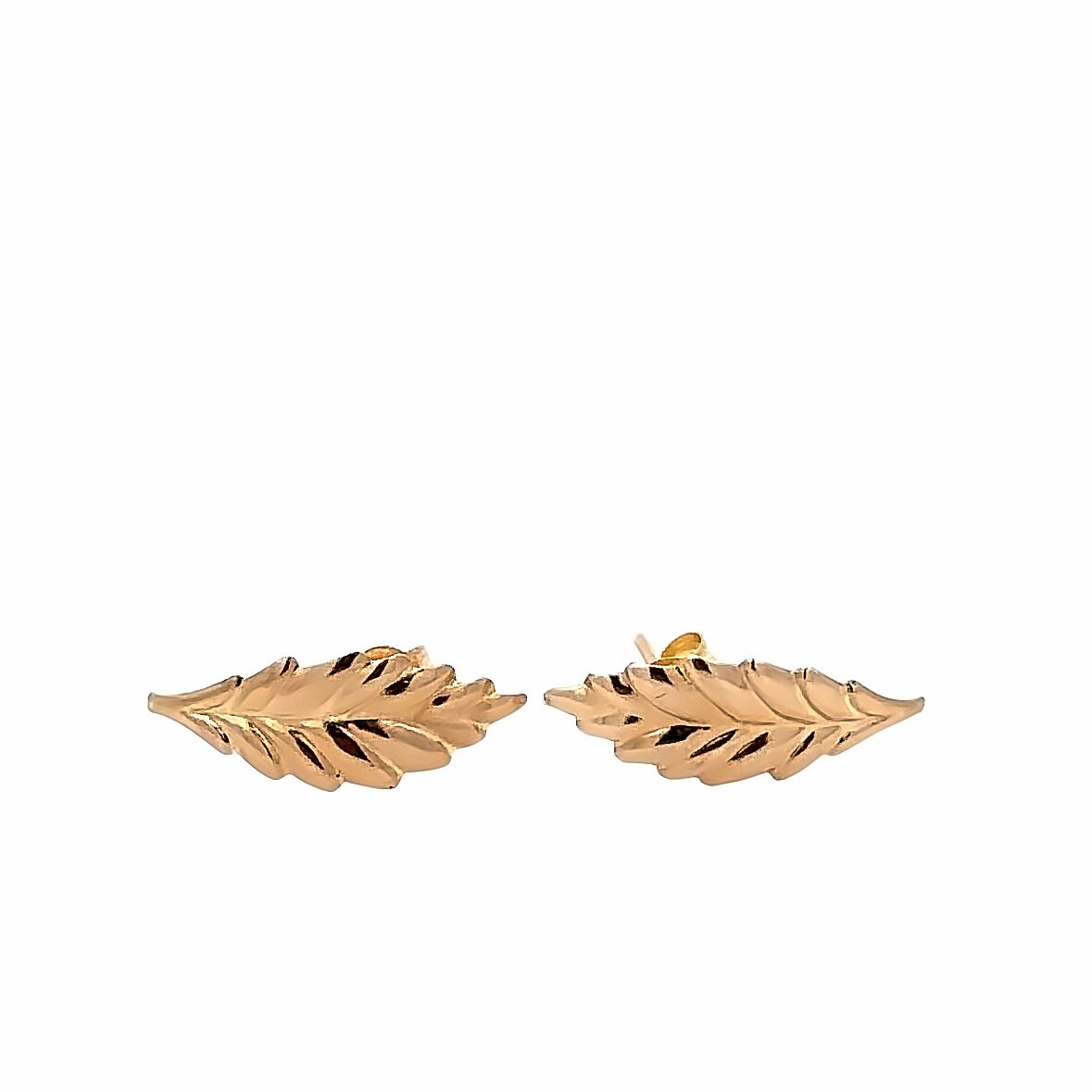 14kt Yellow Gold Vintage Pierced Leaf Earrings