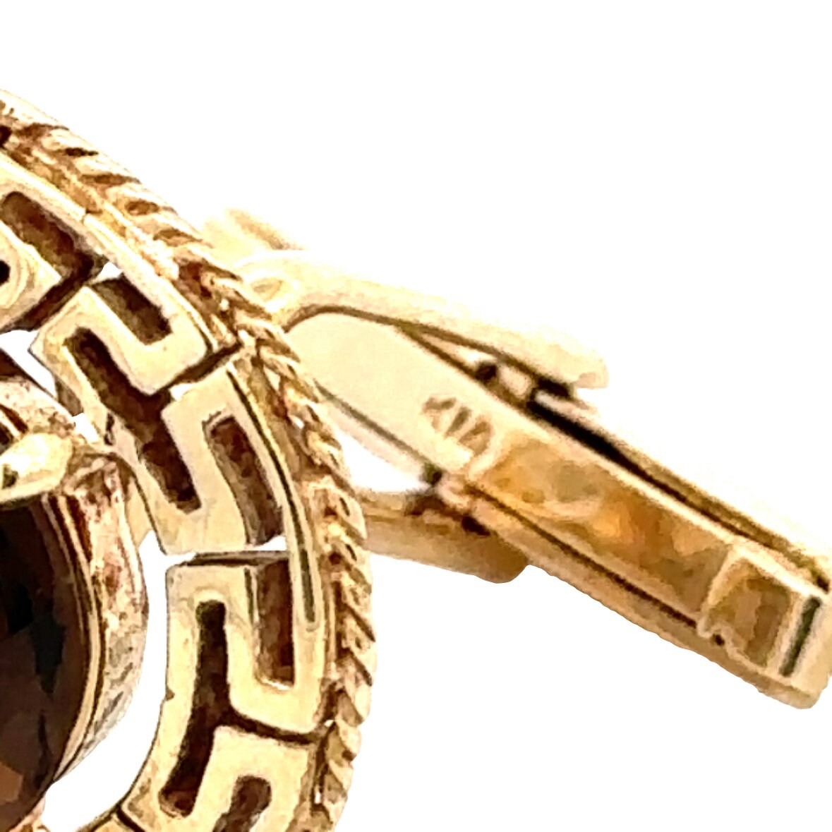 14kt Yellow Gold Vintage Cuff Links with Smokey Quartz Stones