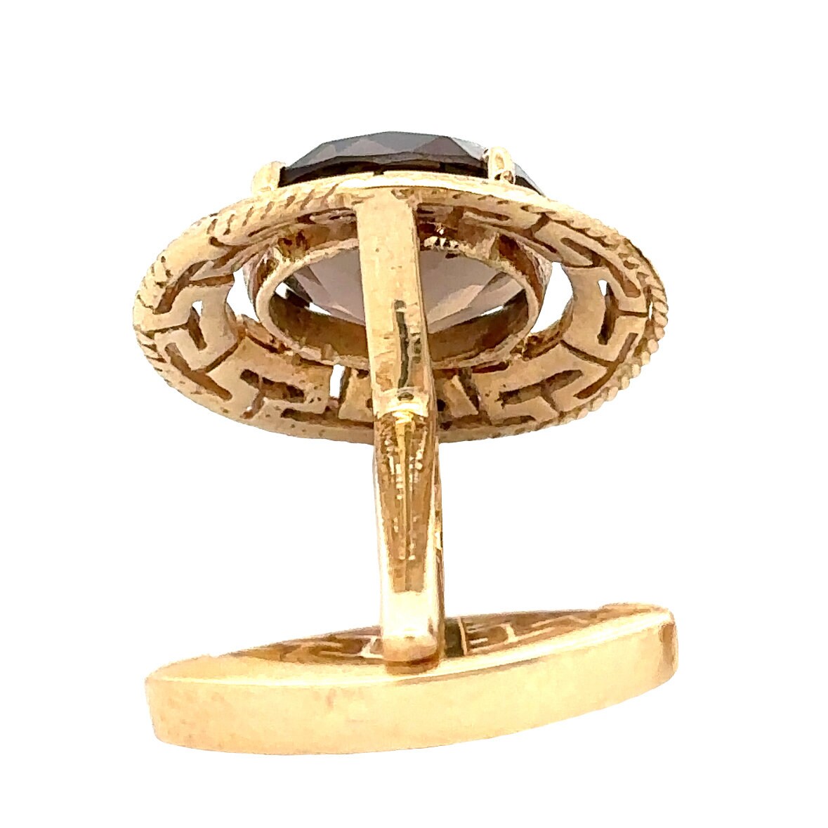 14kt Yellow Gold Vintage Cuff Links with Smokey Quartz Stones