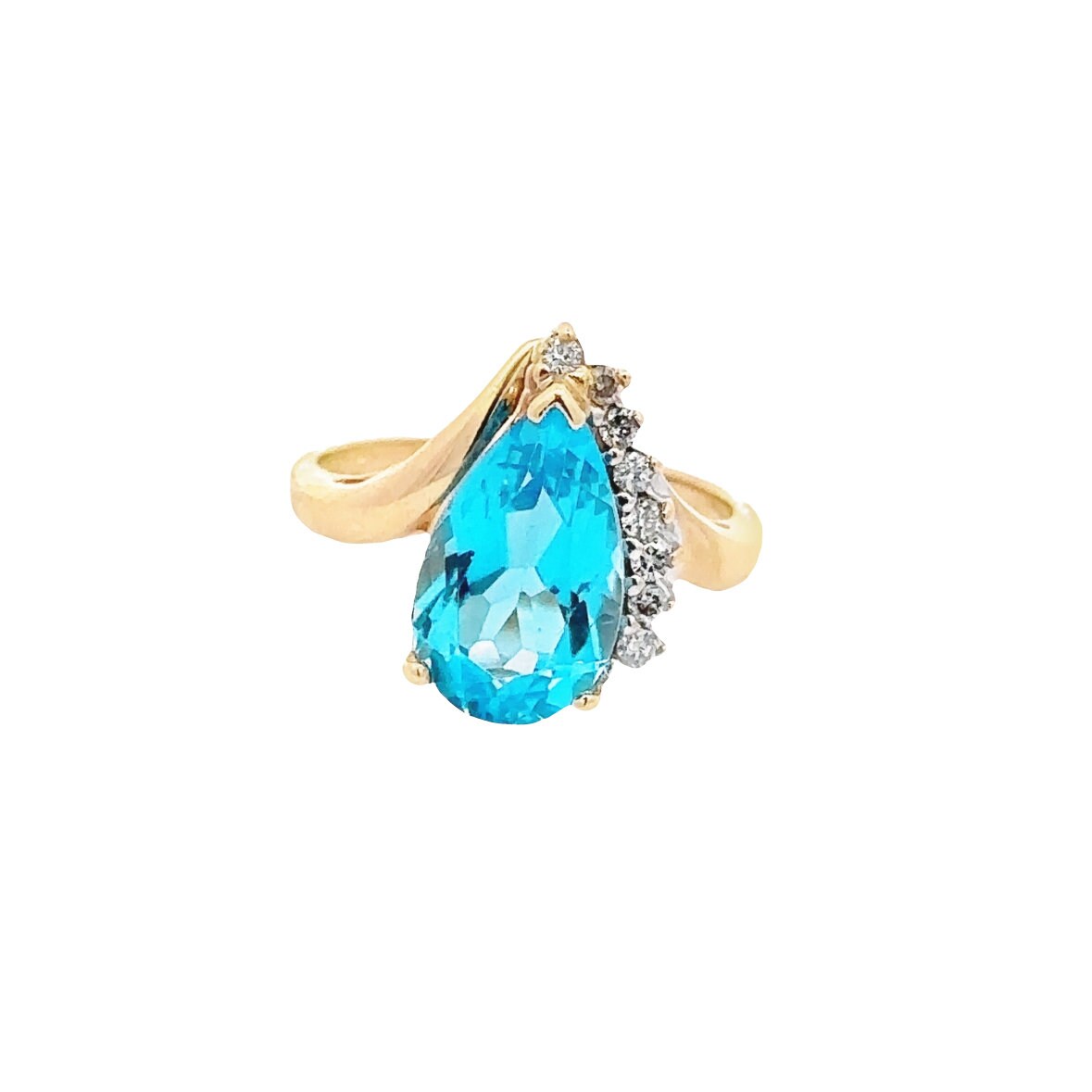14kt yellow gold blue topaz ring vintage