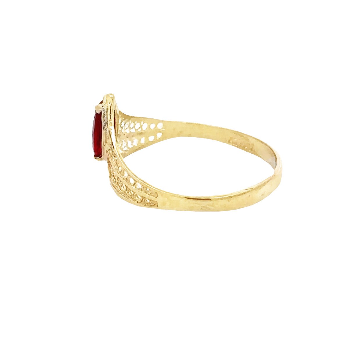 14kt yellow solid gold garnet ring vintage