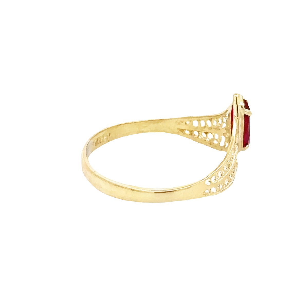 14kt yellow solid gold garnet ring vintage