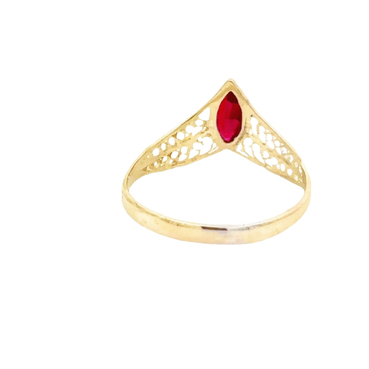 14kt yellow solid gold garnet ring vintage