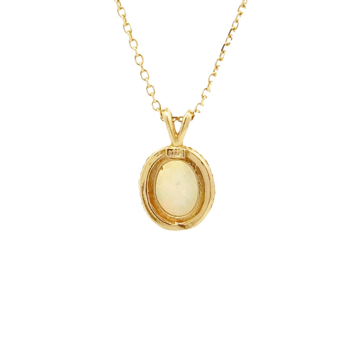 14kt yellow solid gold genuine opal vintage pendant