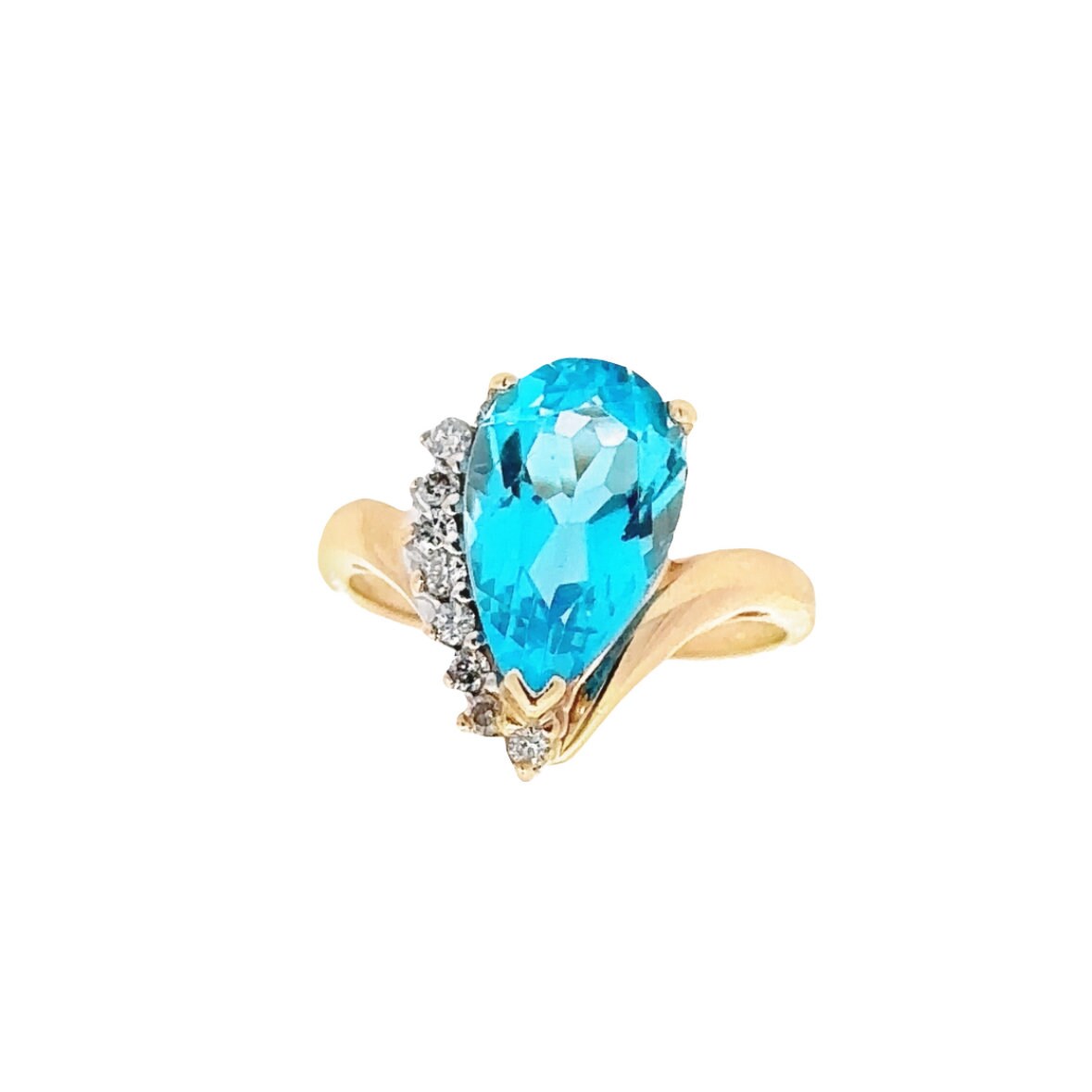 14kt yellow gold blue topaz ring vintage