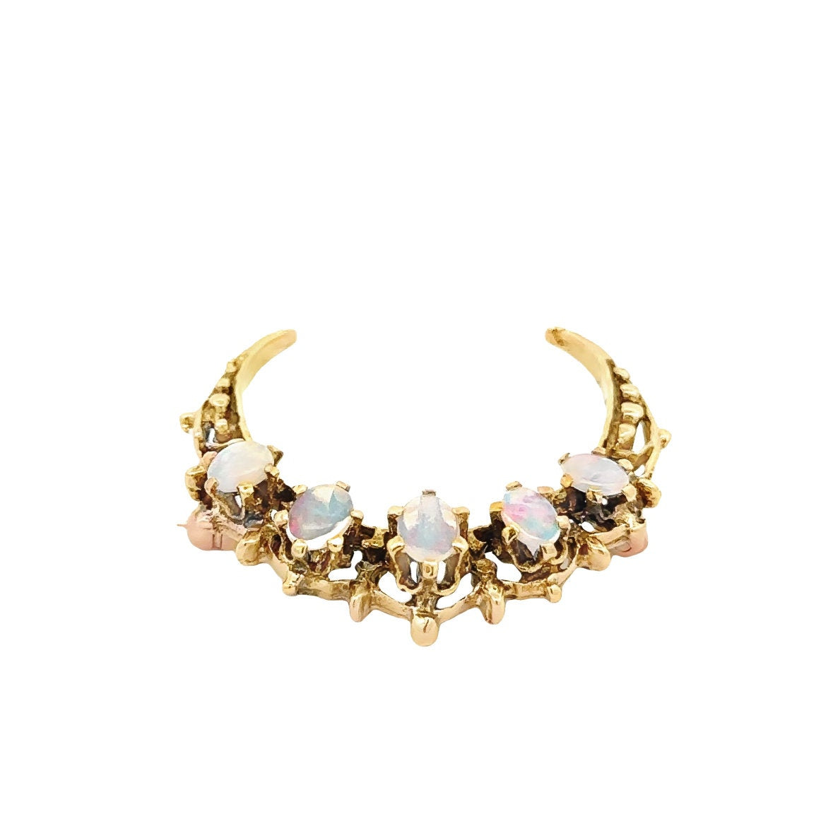 14KT Yellow Gold  Antique Pin with Genuine Opals