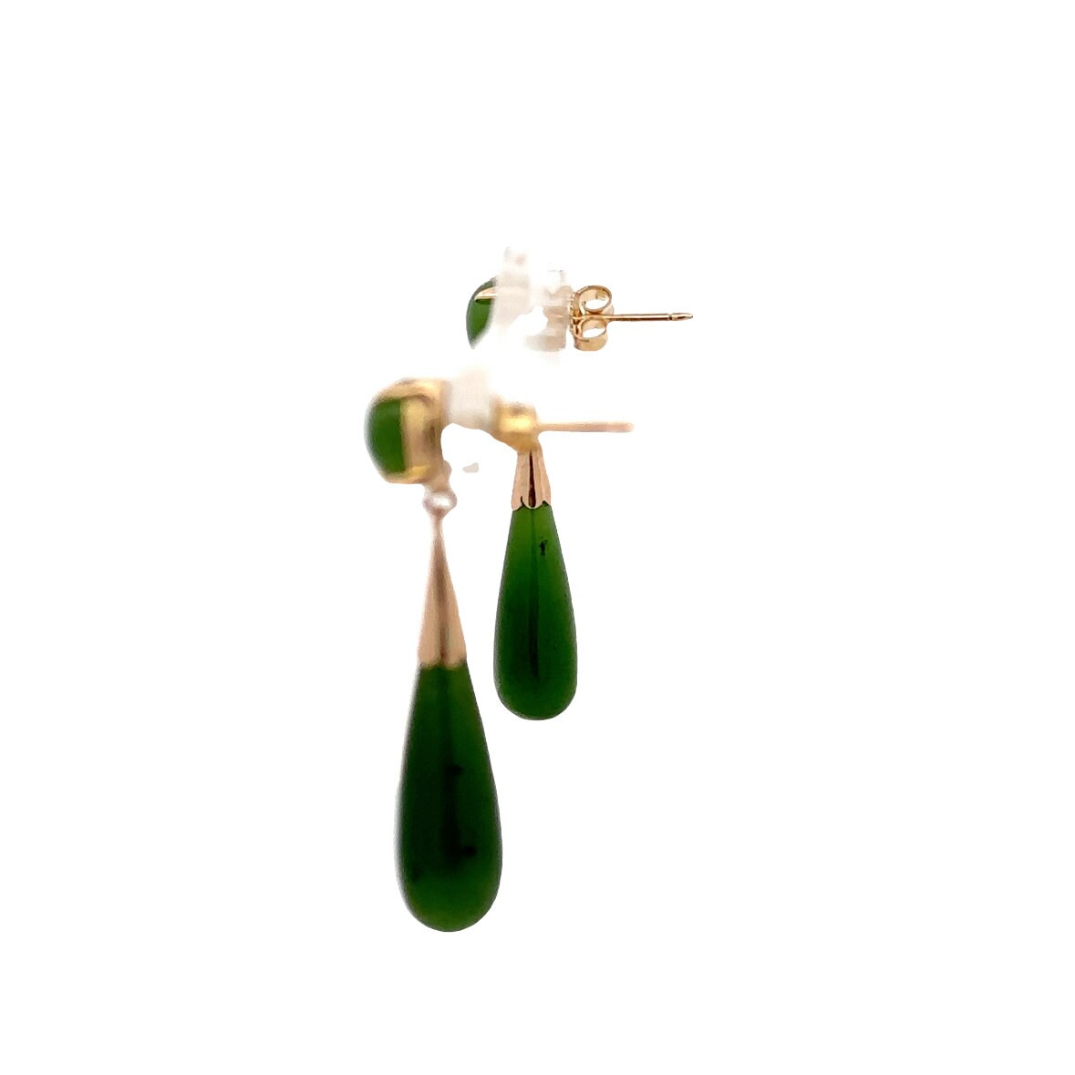 14kt solid gold jade vintage earrings