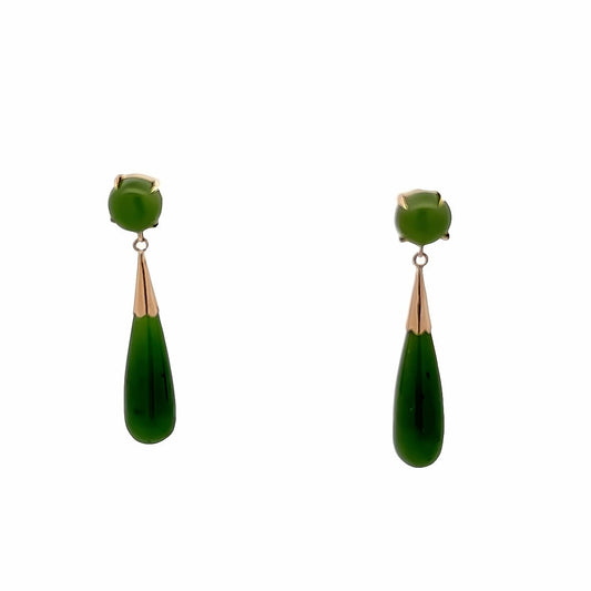14kt solid gold jade vintage earrings